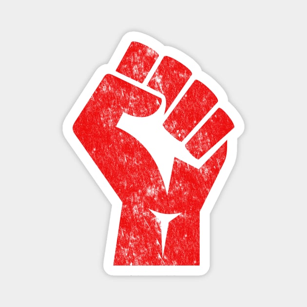 Big Red Raised Fist Salute of Unity Solidarity Resistance Magnet by terrybain