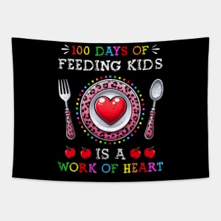 100 Days Of School Feeding Lunch Lady 100th Day Of School Tapestry