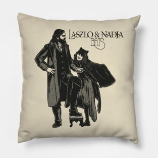 LASZLO AND NADJA PENCIL BATS BLACK WHITE Pillow