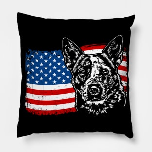 Australian Cattle Dog American Flag Pillow