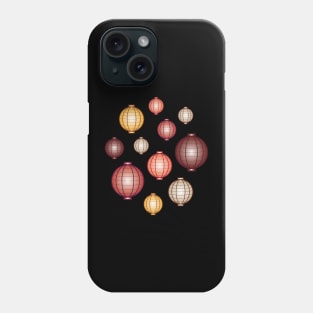 Lanterns | Mid Autumn Festival | Maroon Orange Gray | Black Phone Case