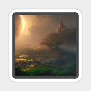 Planet earth with view of a castle in the fog Magnet