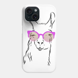 cute hipster llama in trendy colorful glasses Phone Case