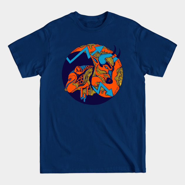 Disover Orange Blue Bull and Bear - Bull - T-Shirt