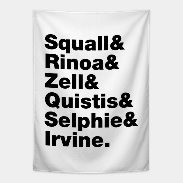 Final Fantasy 8 Characters (Black Text) Tapestry by inotyler