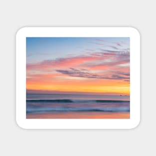 Brilliant summer sunrise along  beach with sea view and sweeping colorful cloud formations Magnet