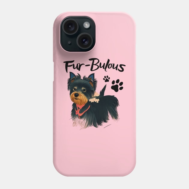 Adorable Black Yorkie Puppy Fur Babies Fabulous Phone Case by Mochabonk