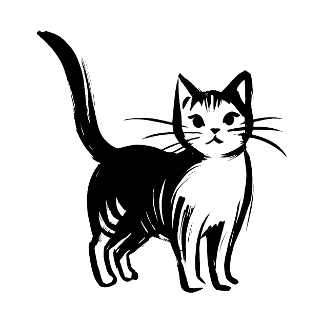 Stick figure cat in black ink by WelshDesigns