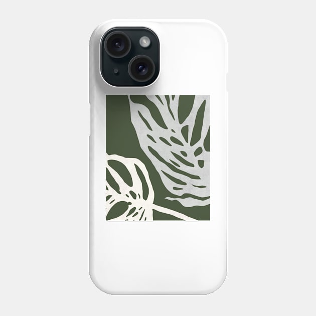 Dark green monstera leaves Phone Case by VectoryBelle