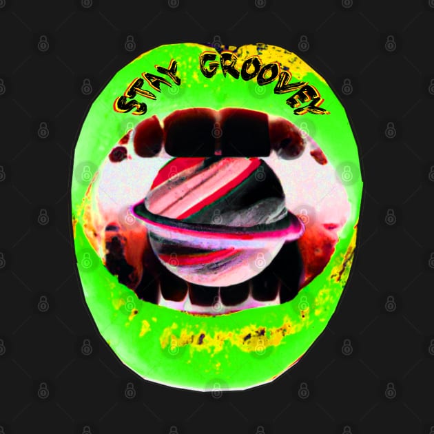 Stay groovy - Hybrid green retro lips by Trippy Critters