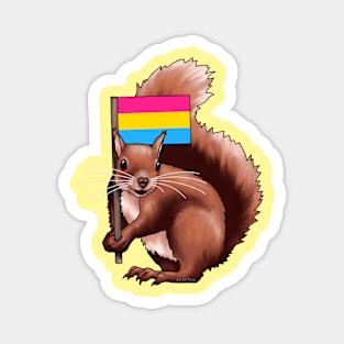 Squirrel with a Pan Flag Magnet