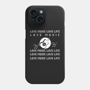 LOVE MUSIC LOVE LIFE - White color - Musical note - Guitar Phone Case