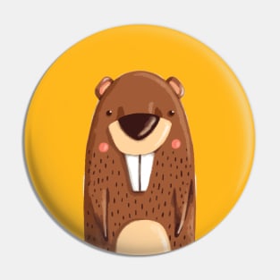 Funny Beaver Hand Drawn Pin