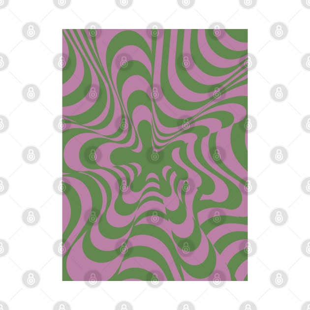 Abstract Groovy Retro Liquid-Swirl Green Purple Pattern by Colorable