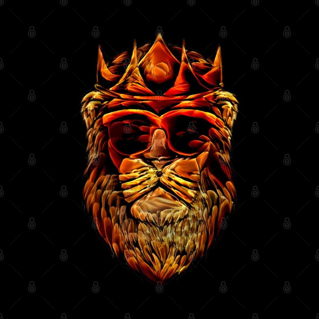 Lion fiery Head sunglasses king Golden Crown by ZenCloak