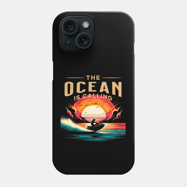 The Ocean is Calling Jetski Design Phone Case by Miami Neon Designs