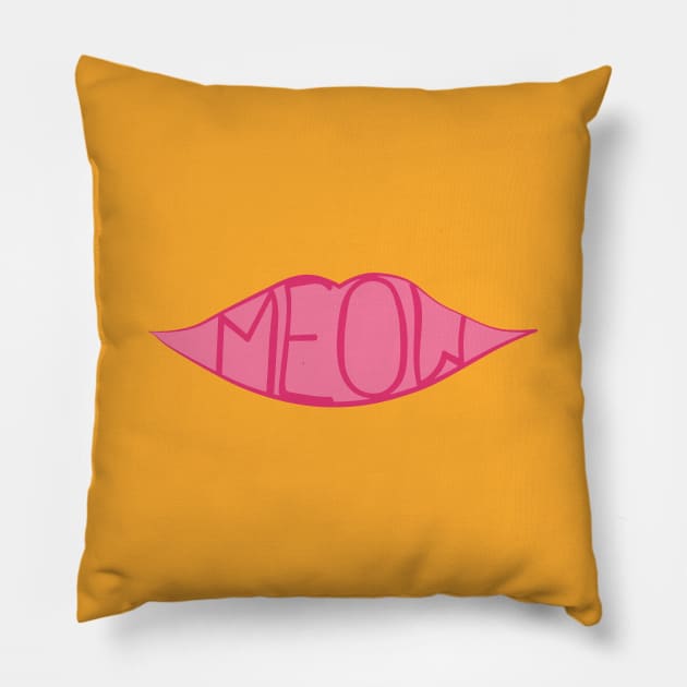 Meow - pink Pillow by helengarvey