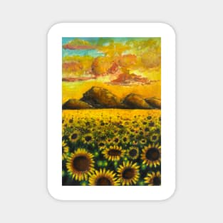 Sunflower sunset over the mountains Magnet