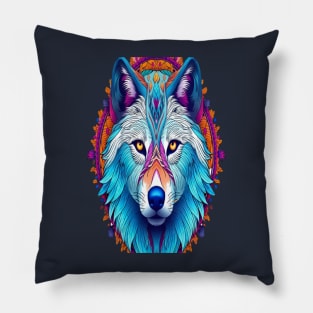 Wolf Mandala Animal Ilustration Pillow