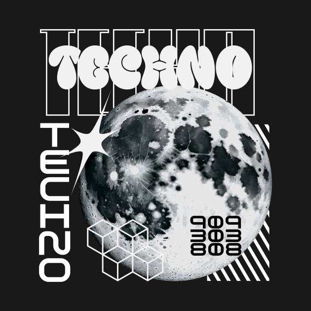 TECHNO  - Y2K Planet (white) by DISCOTHREADZ 