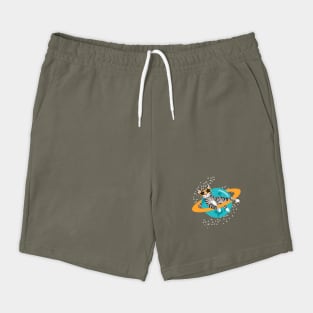 Cosmic Cat Saturn Starry Design Shorts