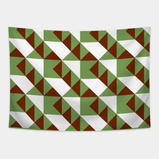 ’Zangles’ - in Apple Green and Burgundy on a White base Tapestry