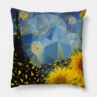 Starry Night Sunflower Geometric Art / Van Gogh Pillow