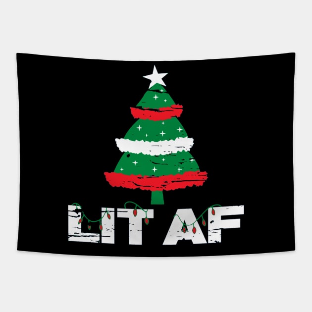 lit af christmas tree Tapestry by crackdesign