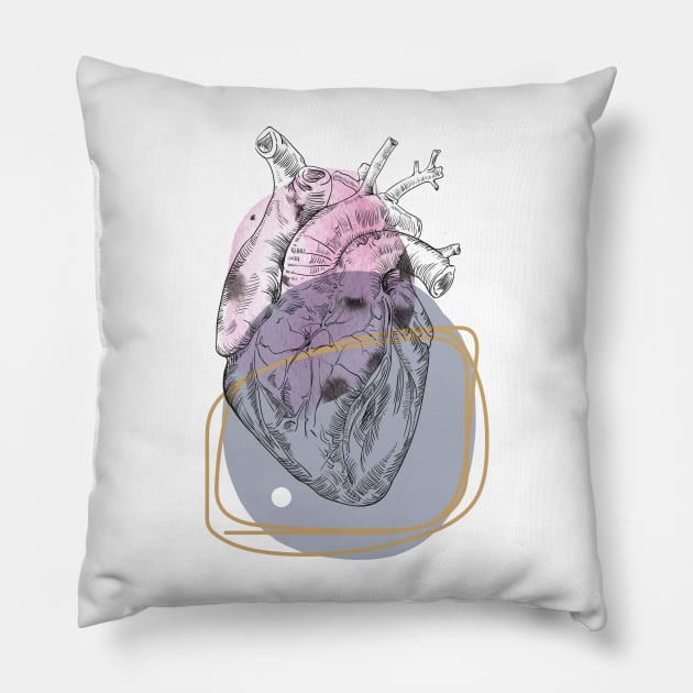 Anatomical heart, engraving drawing. Pillow by Olga Berlet