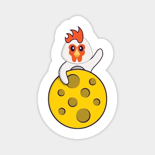 Cute chicken is on the moon. Magnet