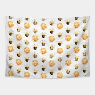 Honey Bees All Over Watercolor Tapestry