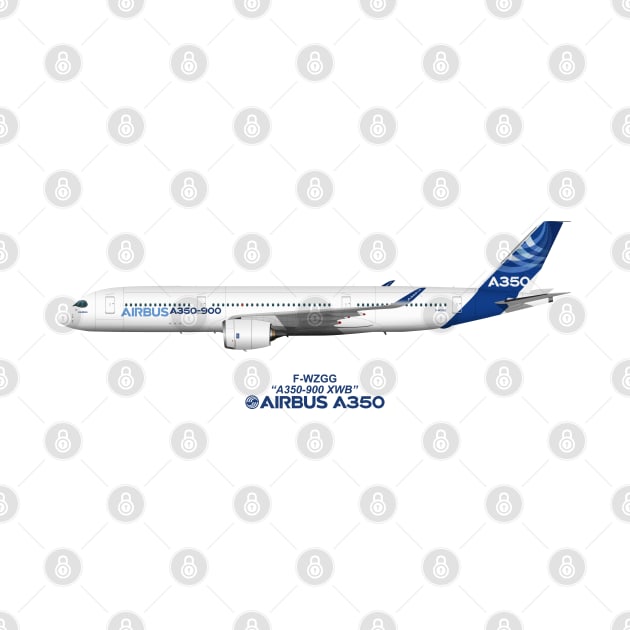 Illustration of Airbus A350 F-WZGG by SteveHClark