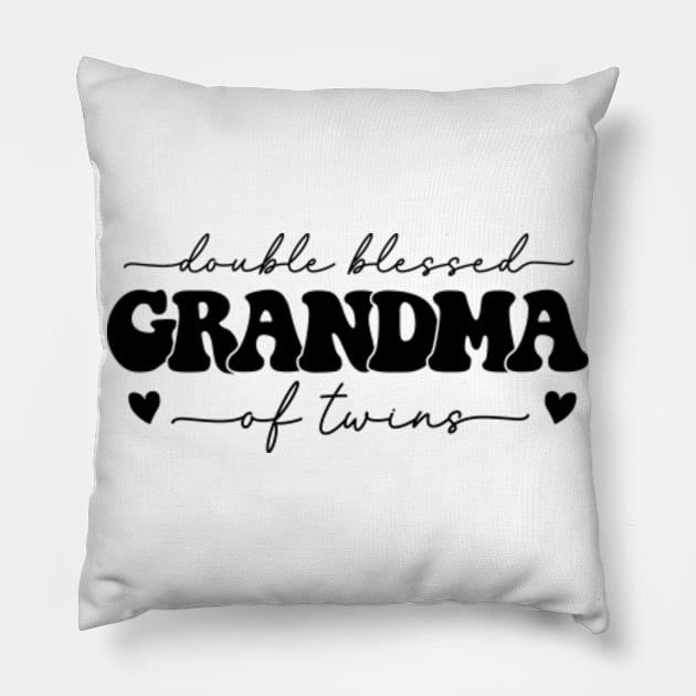 Double Blessed Grandma Of Twins Pillow by GreenCraft