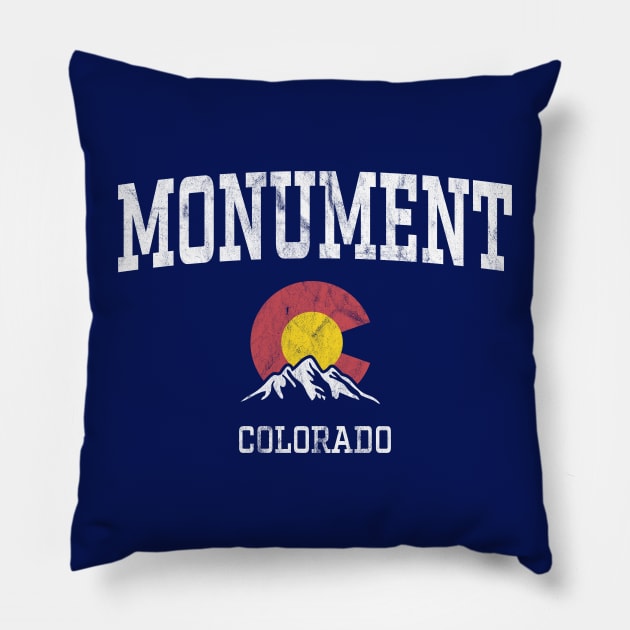 Monument Colorado CO Vintage Athletic Mountains Pillow by TGKelly