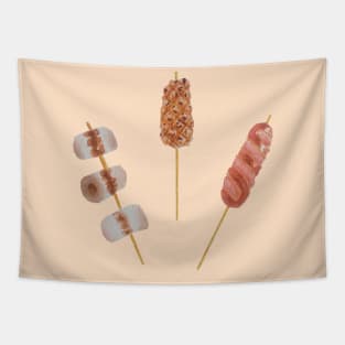 Watercolour Street Food Skewers Tapestry