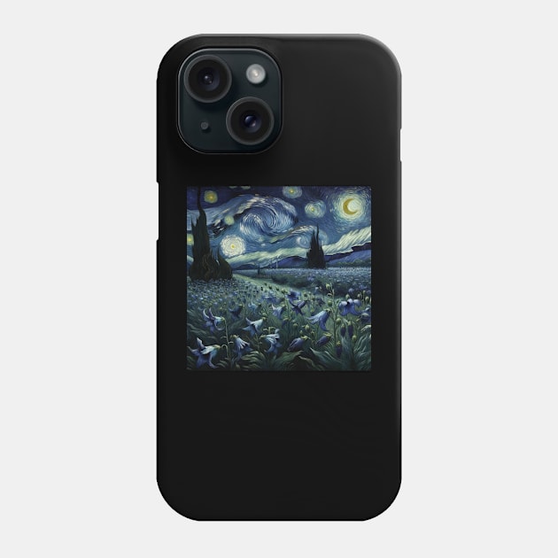 Enchanted Flower Garden Night: Gentian Starry Floral Phone Case by Edd Paint Something