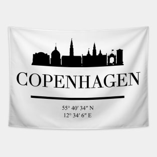 COPENHAGEN DENMARK BLACK SILHOUETTE SKYLINE ART Tapestry