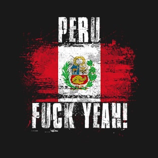 Peru Fuck Yeah! Wartorn Distressed Flag T-Shirt