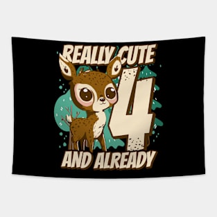 really Cute and already 4 - fawn children birthday Tapestry