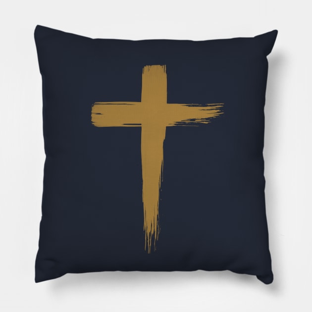 Church Cross Gold Pillow by GeeTee