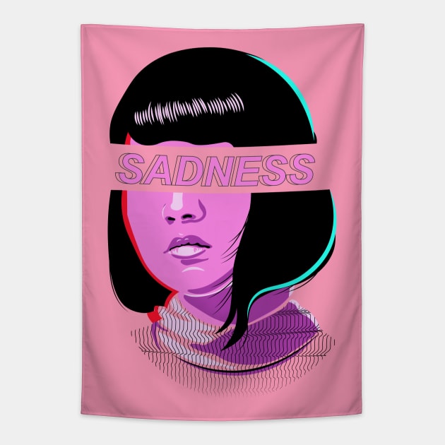 Sadness Vaporwave Girl Tapestry by ArtMoore98