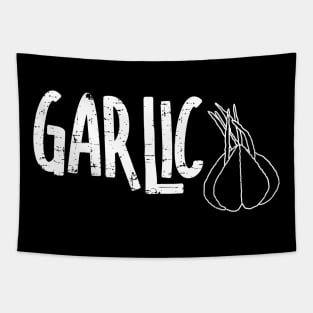 Garlic Garlic White Text Tapestry