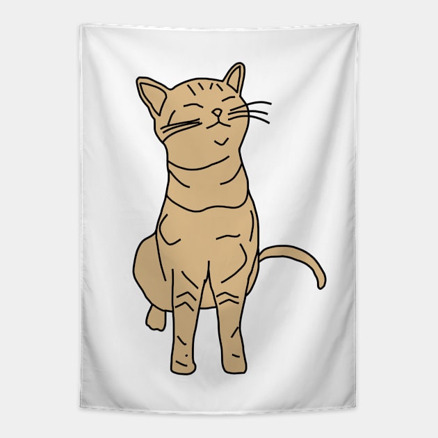 Cute Cat Minimal Line Drawing Tapestry by ellenhenryart