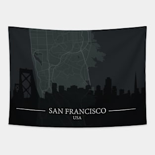 San Francisco city map with silhouette Tapestry