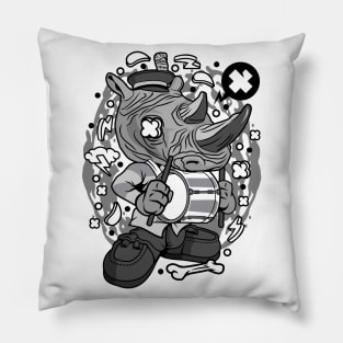 Rhino Drum Illustration Pillow