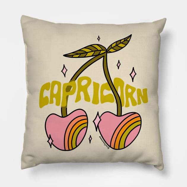 Capricorn Cherries Pillow by Doodle by Meg