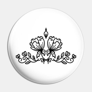 Floral line art Pin