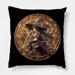 Witch and cat 01 Pillow