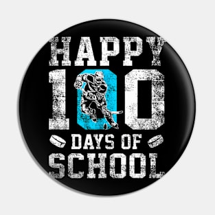 Happy 100 Days Of School Hockey Lovers Boys Girls Pin