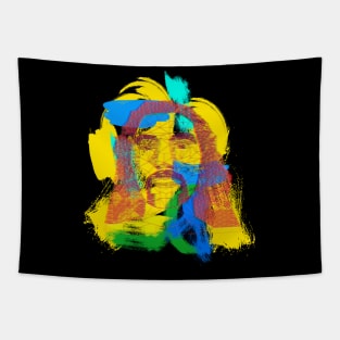 Geometrical And Painting Brush Portrait Illustration Tapestry